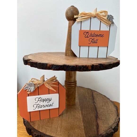 Wooden Fall Tiered tray Decor - Picture 2 of 3